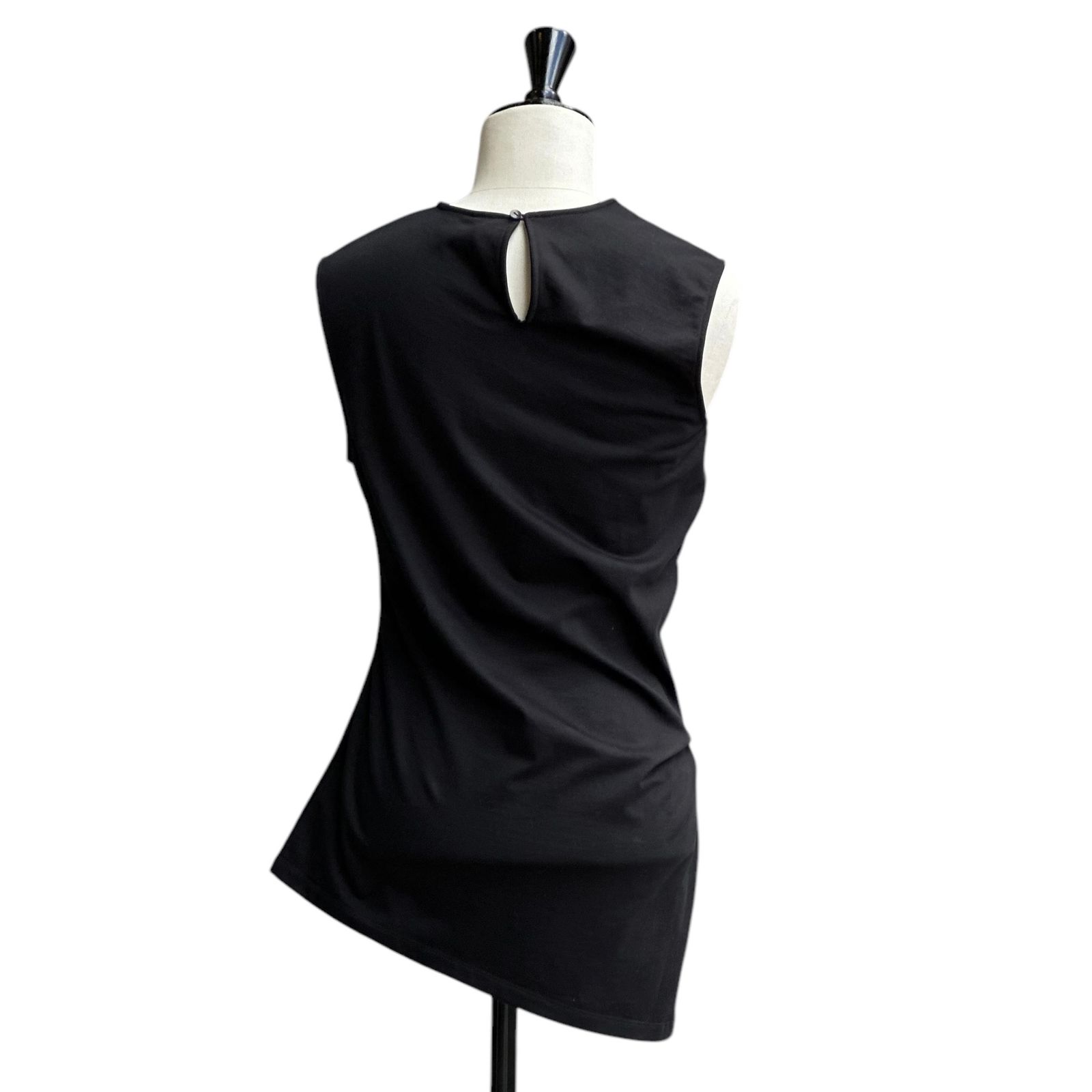 Organic cotton cross jersey tuck sleeveless top / オーガニックコットン クロスジャージータック ノースリーブトップ / ブラック / 2025SS new