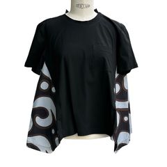 バック柄 切り替えTシャツ / ブラック / ウィメンズ