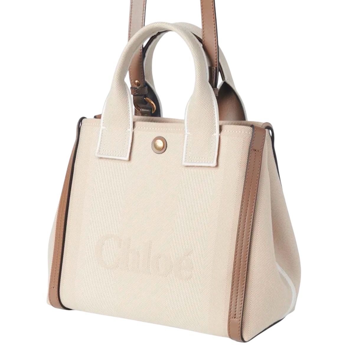 キャンバス製Chloé CARRY スモールトートバッグ / 3way / ベージュ / 25SS new