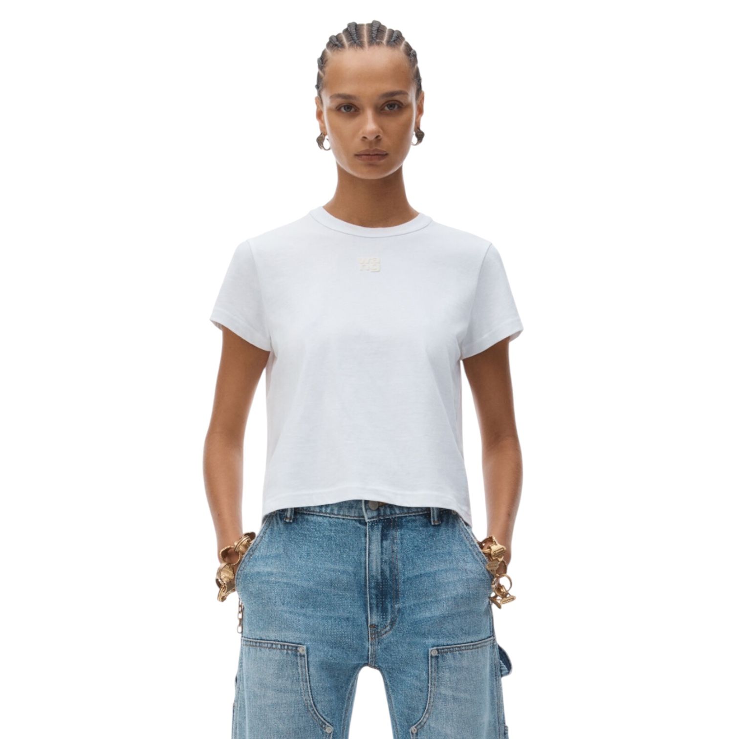 AlexanderWang★ コットンジャージー Tシャツ アップリケ付き ALEXANDER WANG - コットンジャージーTシャツ / ホワイト / 25aw