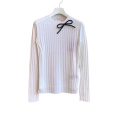 One point ribbon wool knit pullover  / ニット / リボン付き セーター / レディース / ホワイト