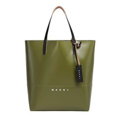 オープン ショッパー（MARNIタグ付き） / トートバッグ / グリーン / レザーハンドル / メンズ