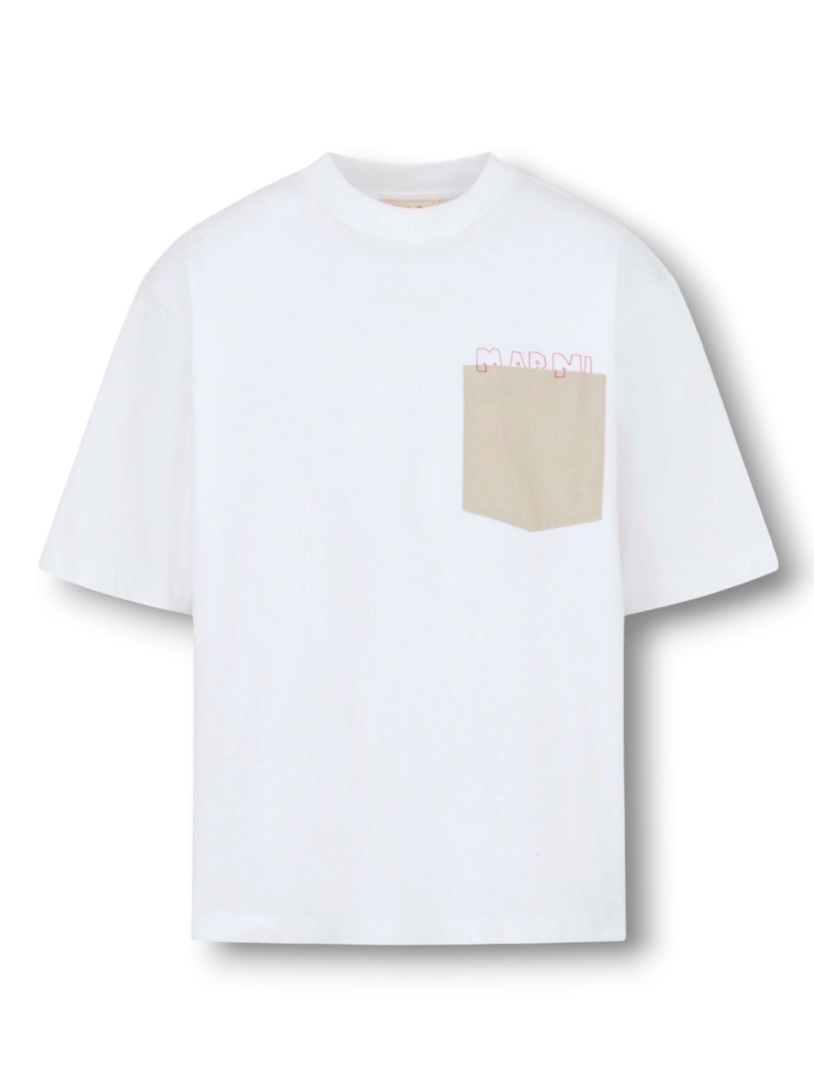 ホワイト コントラストポケット付きコットンTシャツ/ 2026SS NEW