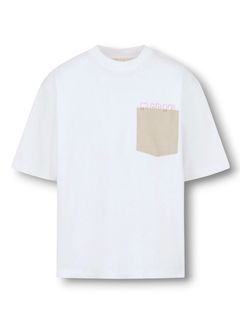ホワイト コントラストポケット付きコットンTシャツ/ 2026SS NEW