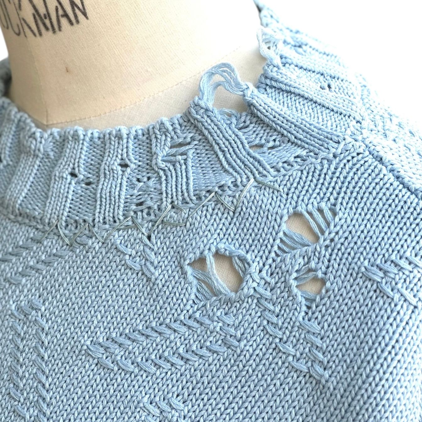 クロップド ダメージニット / ライトブルー / 25SS new