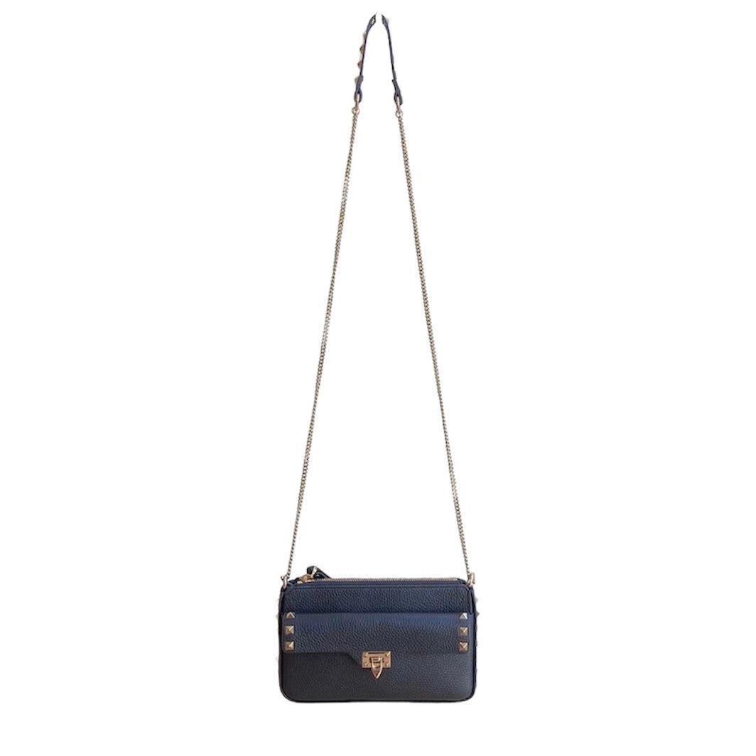 Rock studs grained calfskin chain pouch / バッグ / ショルダーバッグ / クロスボディバッグ / レザー / カーフレザー / ロックスタッズ / ブラック