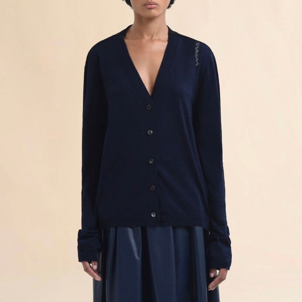 シルク＆ウール混カーディガン / ネイビー / 25aw new