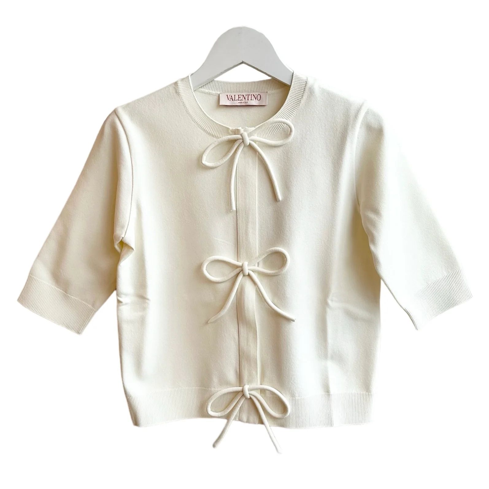Crepe tulle short sleeves tops / トップス / チュール / ショートスリーブ / リボン / オフホワイト