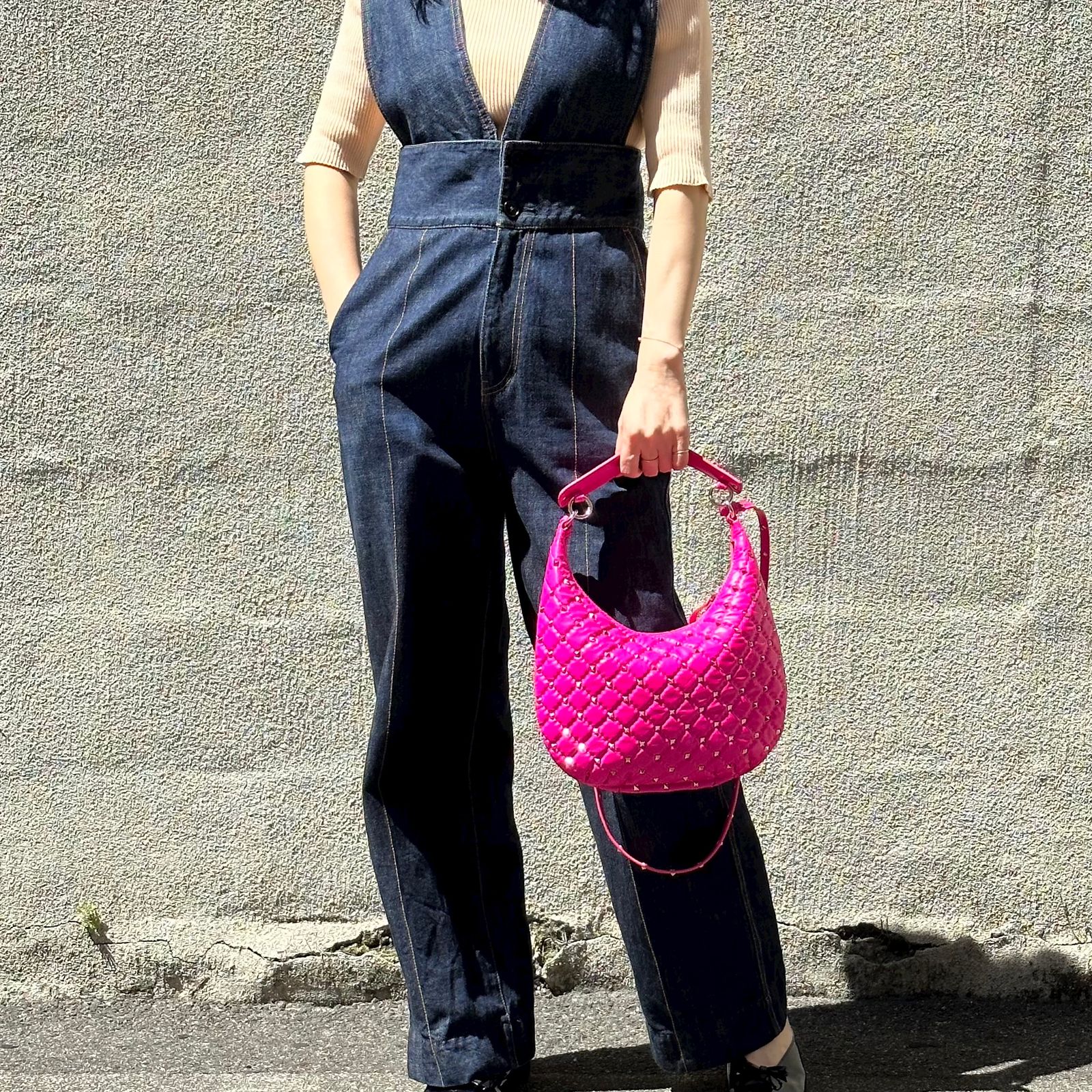 Rokc studs shoulder bag / バッグ / ショルダーバッグ / ハンドバッグ / 2way / レザー / ロックスタッズ / ピンク