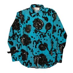 TANGIO / シルクシャツ / プリントシャツ / 柄シャツ / 長袖 / ブルー