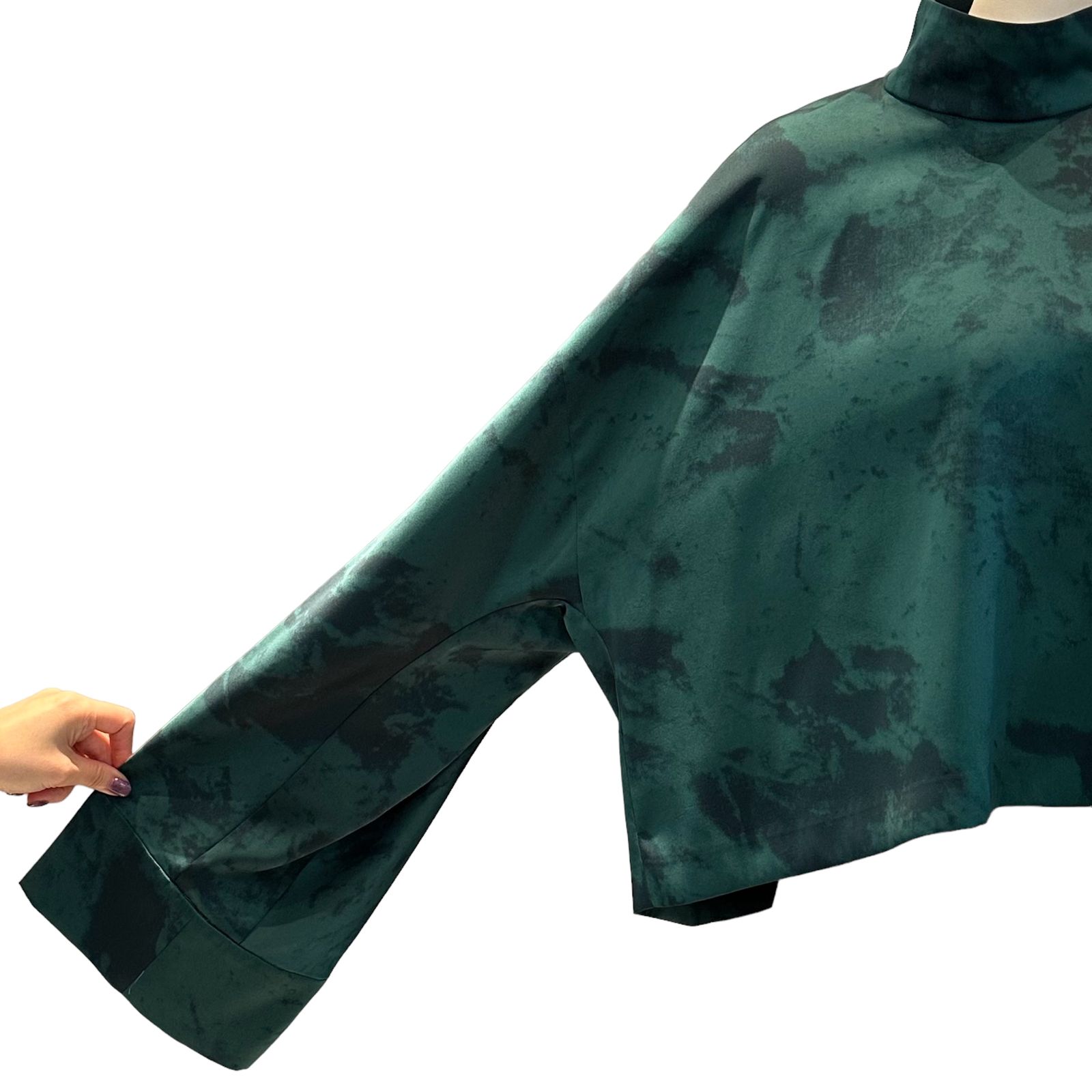Vintage satin half tone cropped top / ブラウス / グリーン
