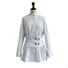 Cummerbund shirt / シャツ / ドレスアップシャツ / オーバーシャツ / ライトブルー