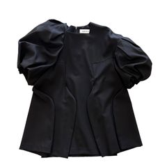 ASYMMETRY VOLUME-SLEEVE PULLOVER / ワンピース / チュニック パフスリーブ / ブラック