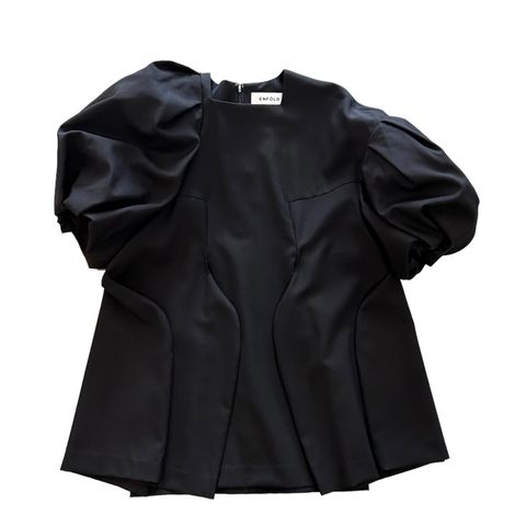ASYMMETRY VOLUME-SLEEVE PULLOVER / ワンピース / チュニック パフスリーブ / ブラック