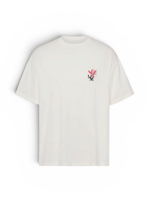 フラワーMM エンブロイダード コットンTシャツ/ ホワイト/ 2026SS NEW