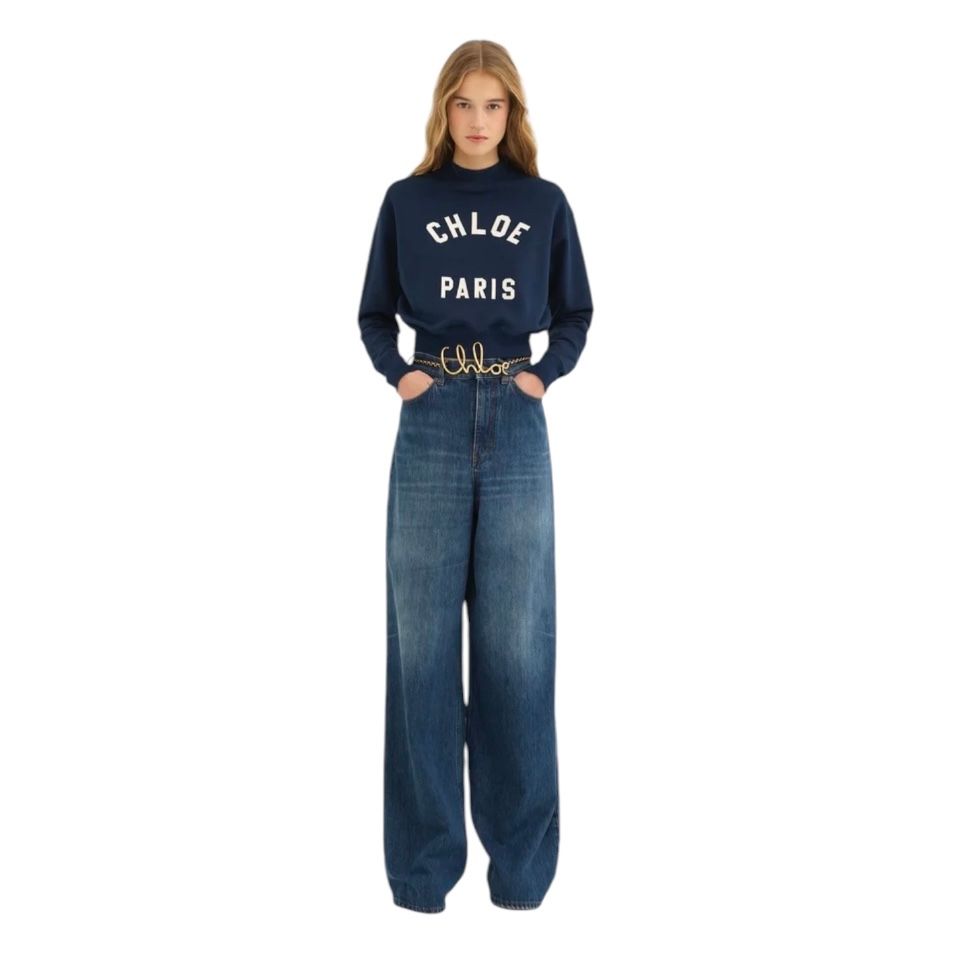 Chloe クロエ コットン フリース モックネック スウェット ロゴ Chloé - モックネック ロゴジャンパー / スウェットシャツ