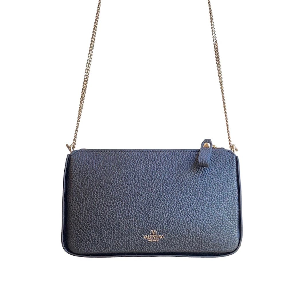 Rock studs grained calfskin chain pouch / バッグ / ショルダーバッグ / クロスボディバッグ / レザー / カーフレザー / ロックスタッズ / ブラック