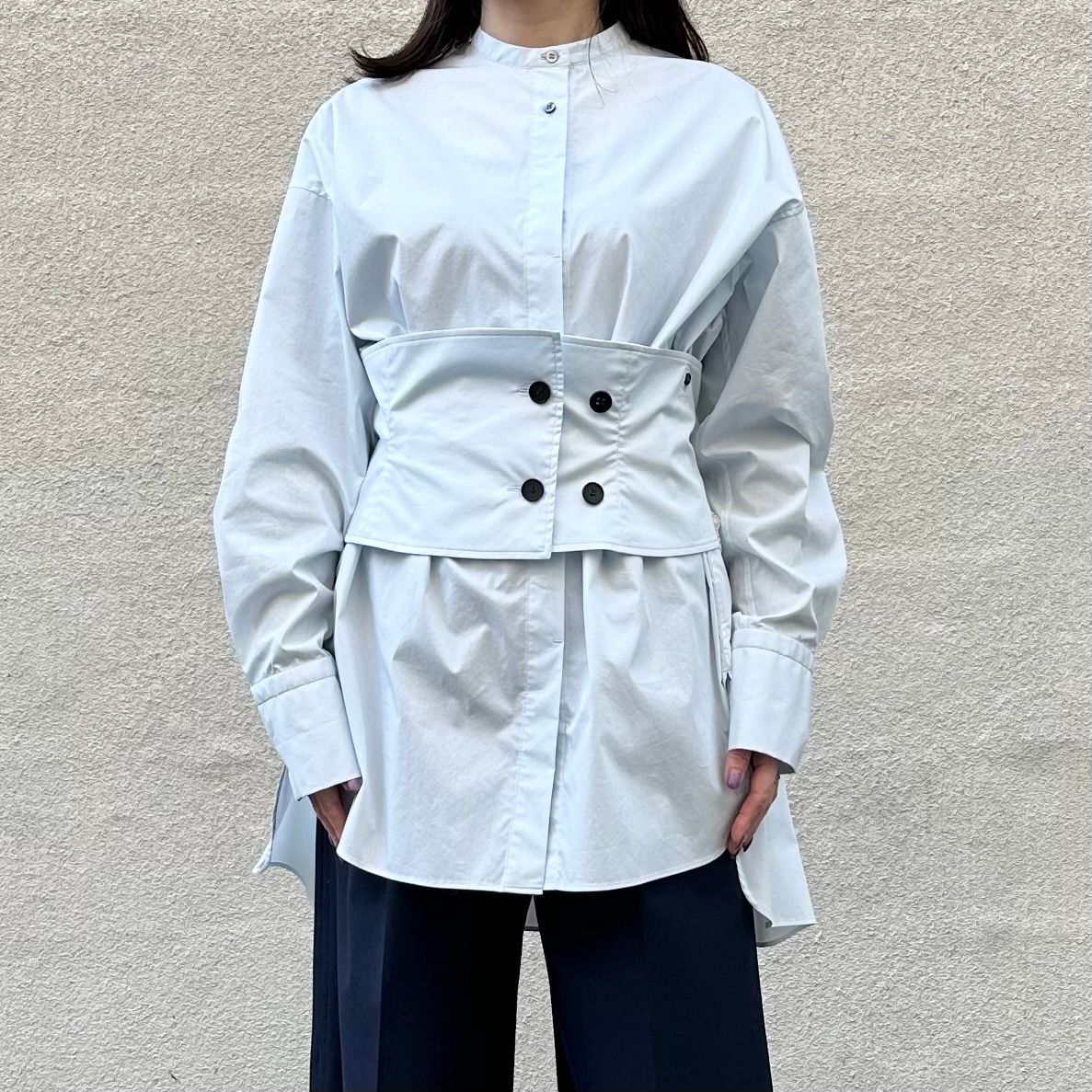 Cummerbund shirt / シャツ / ドレスアップシャツ / オーバーシャツ / ライトブルー