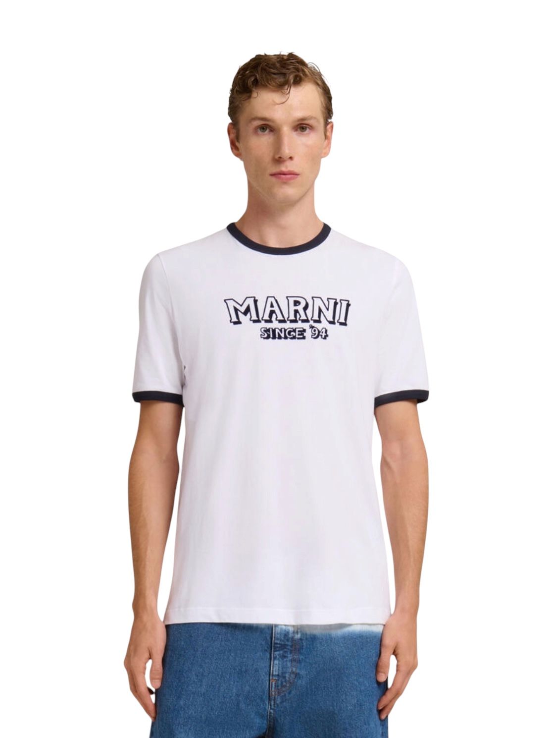 コントラストトリム ホワイト コットンTシャツ/ 2026SS NEW