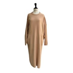クルーネック ロング ニットワンピース / レディース / ベージュ