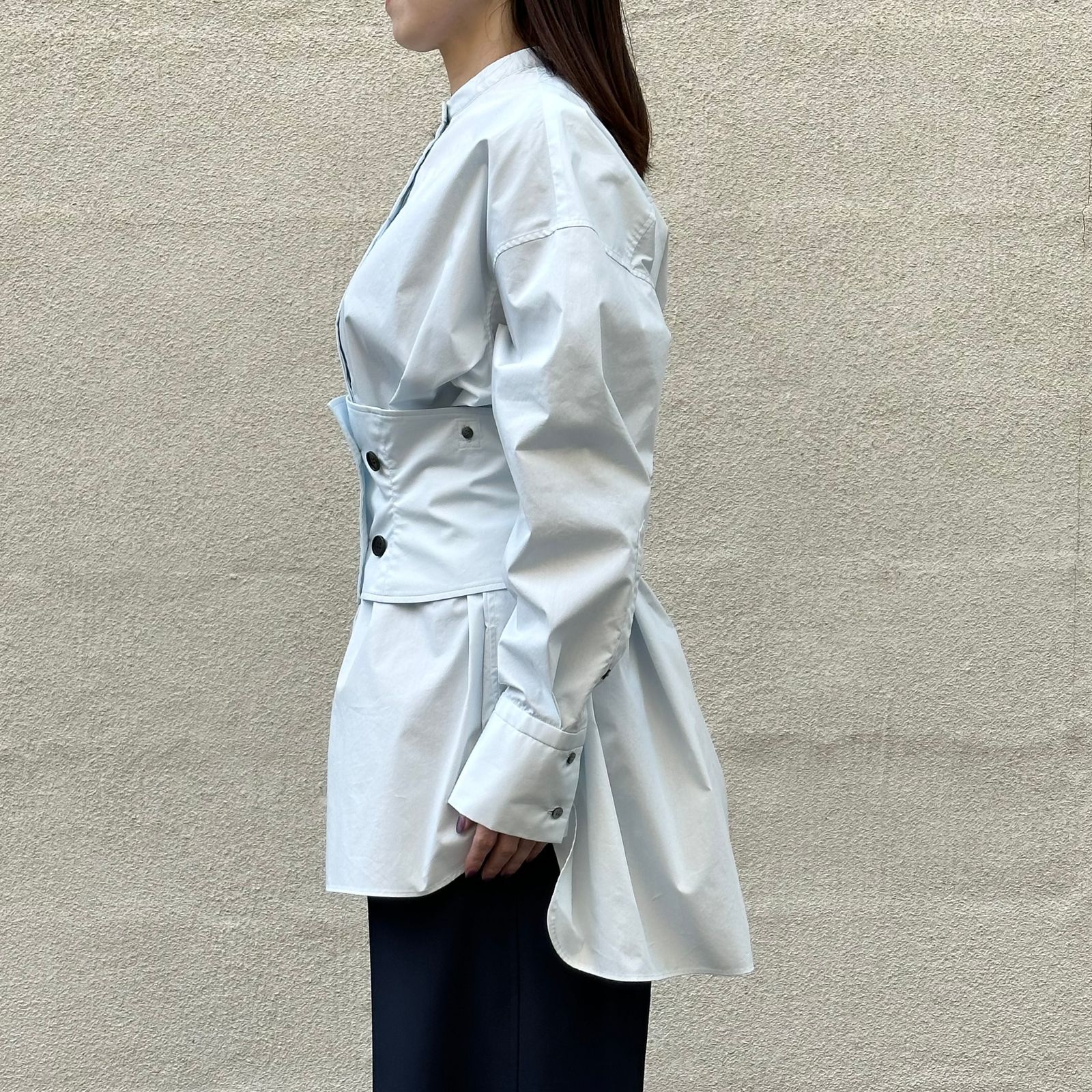 Cummerbund shirt / シャツ / ドレスアップシャツ / オーバーシャツ / ライトブルー