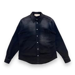 ブラックデニム シャツ / デニムシャツ / ドットボタン / メンズ / ブラック / フェード加工