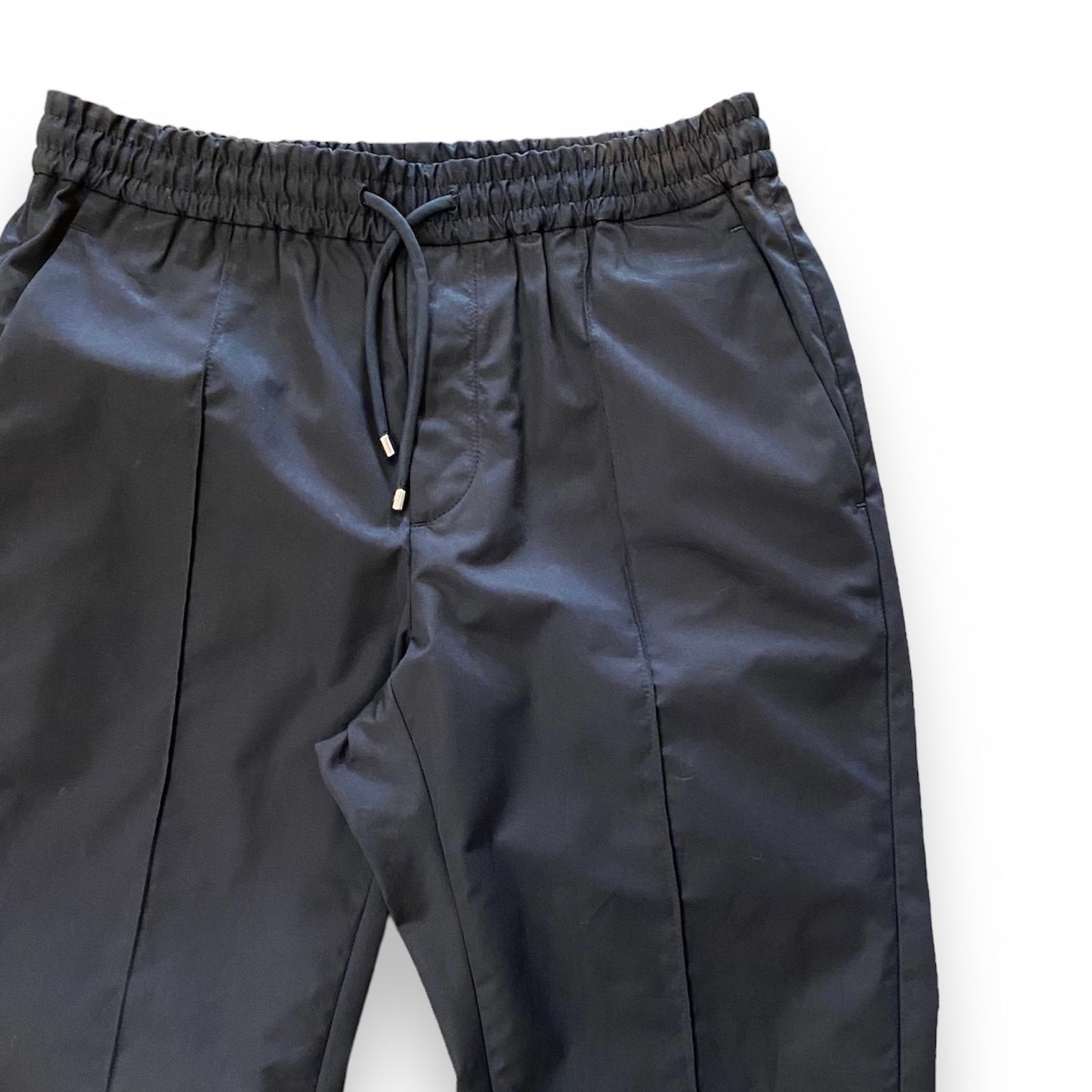 Drawstring shirring pants / シャーリングパンツ / ウエスト紐 / コットン / メンズ / ブラック