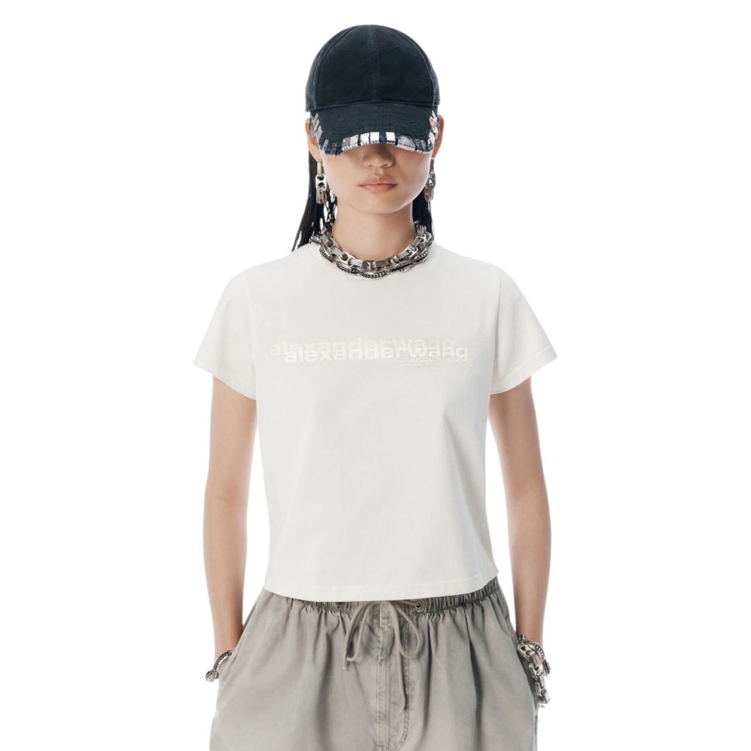 シュランク ディストレスト ロゴTシャツ / ホワイト / 25aw new