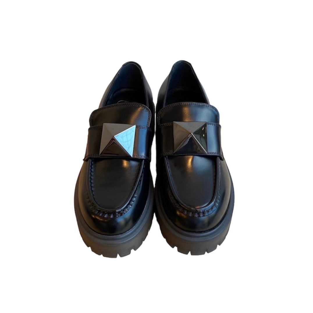 One studs calfskin moccasin / 靴 / モカシン / レザー / スタッズ / ブラック