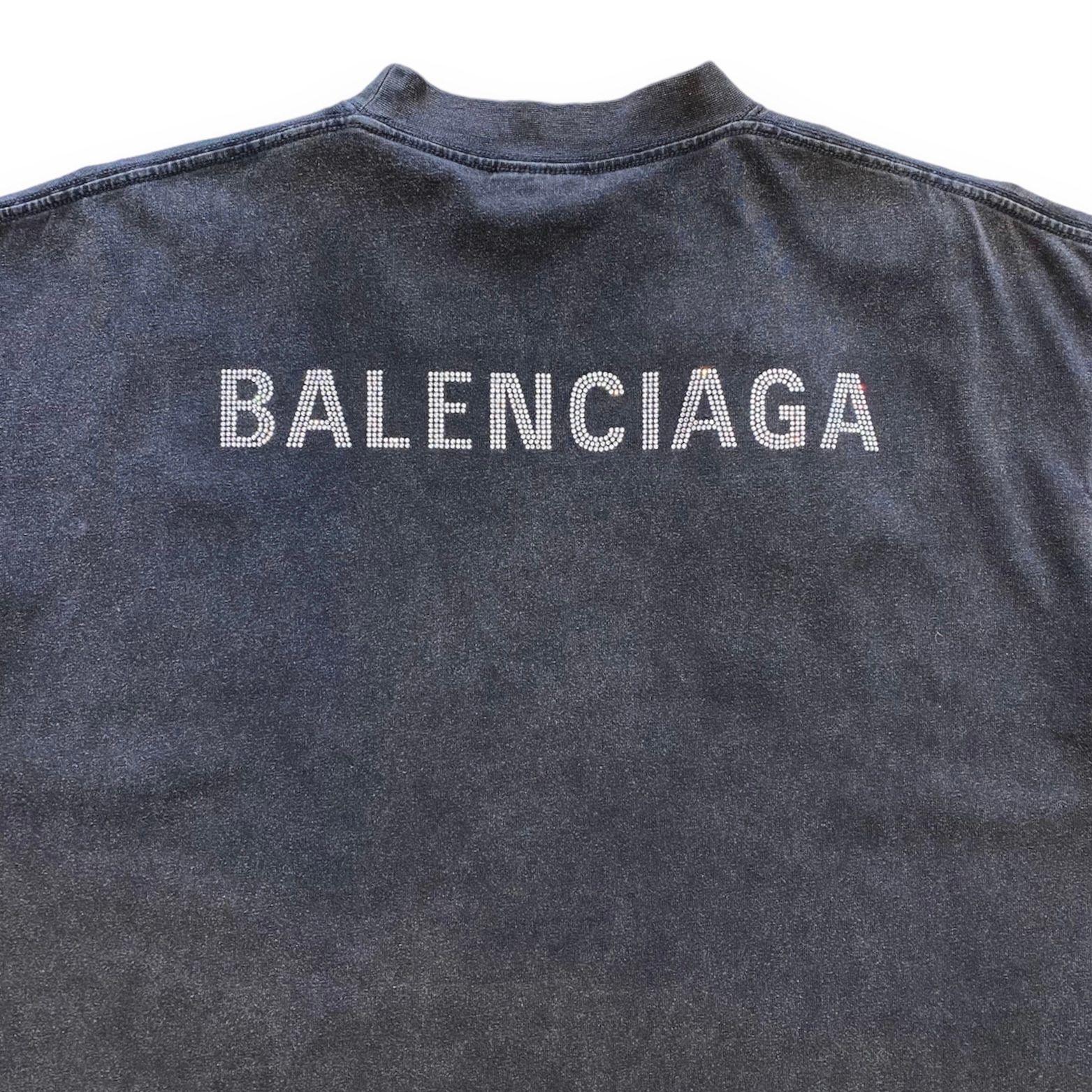 BALENCIAGA - スワロフスキーロゴ Tシャツ / Tシャツ / スワロフスキー / 洗い加工 / ブラック | LATIN EVE