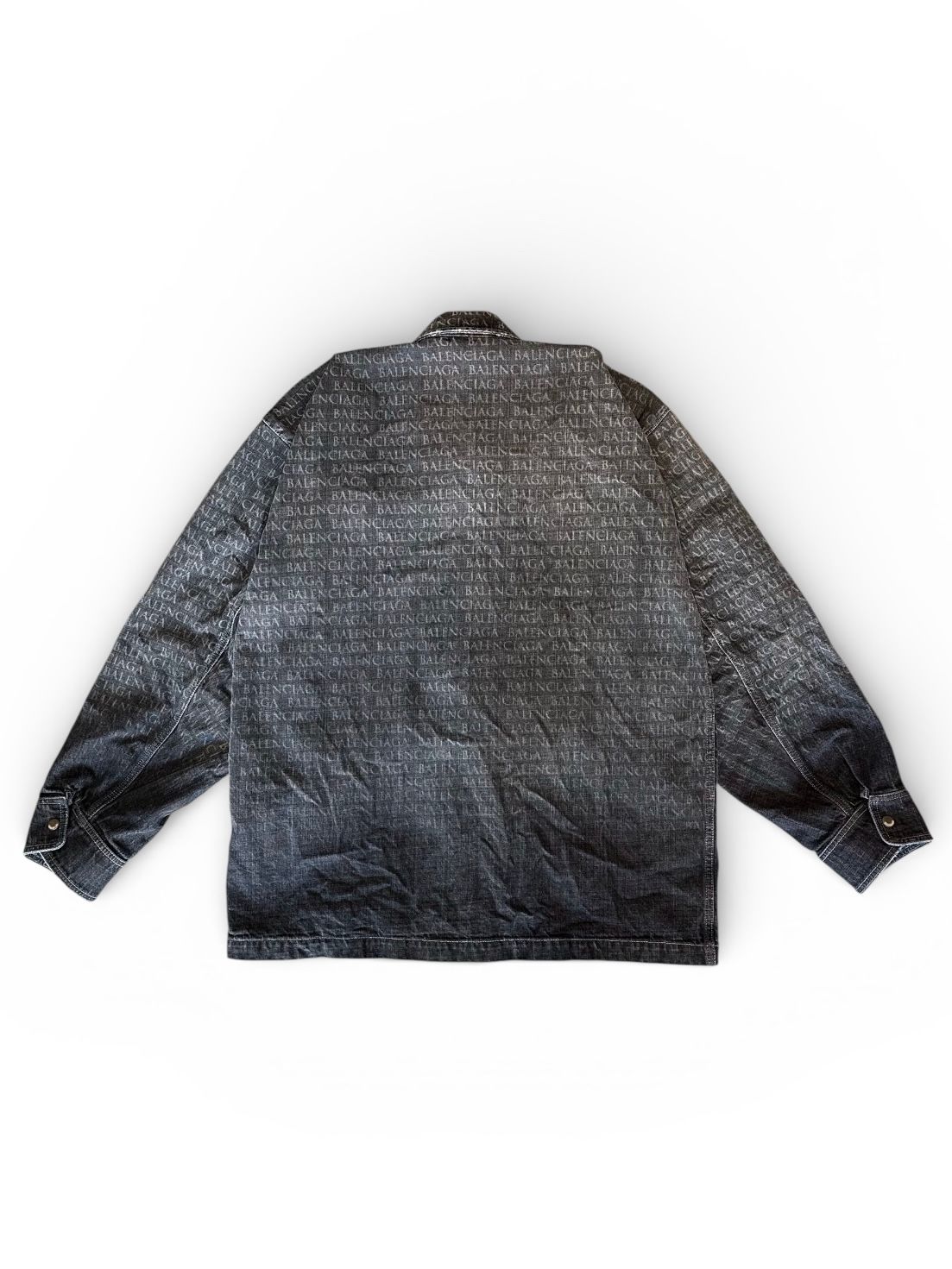 ジップアップ BALENCIAGAロゴ デニムジャケット ラージフィット / メンズ / ウェア / デニム / ブラック/グレー / 2026SS NEW