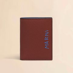 レザー製 二つ折り財布 マルニメンディング刺繡入り / ブラウン / 25aw new