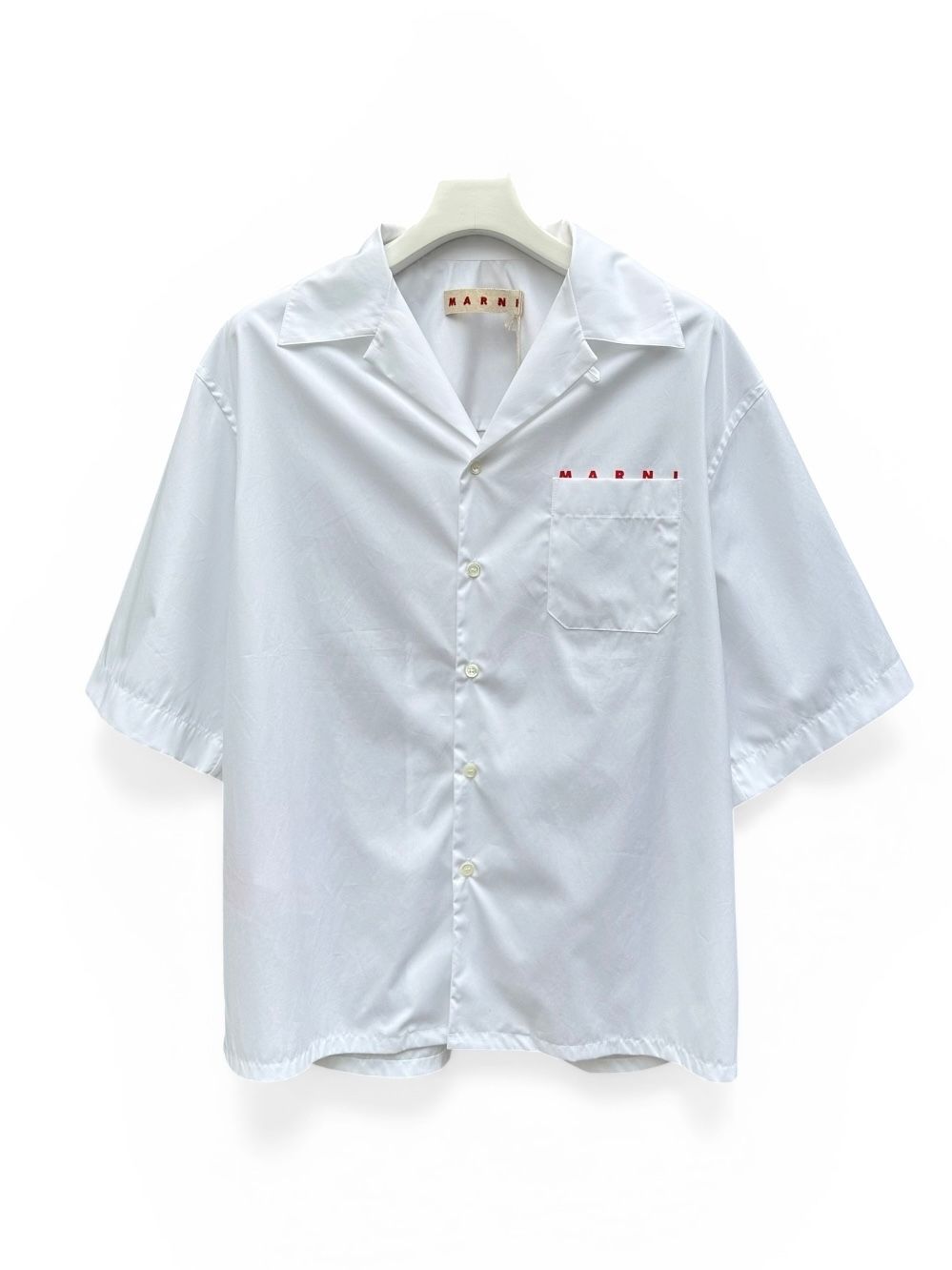 オーガニックポプリン製 オープンシャツ、コンシールロゴ入り/ 2026SS NEW