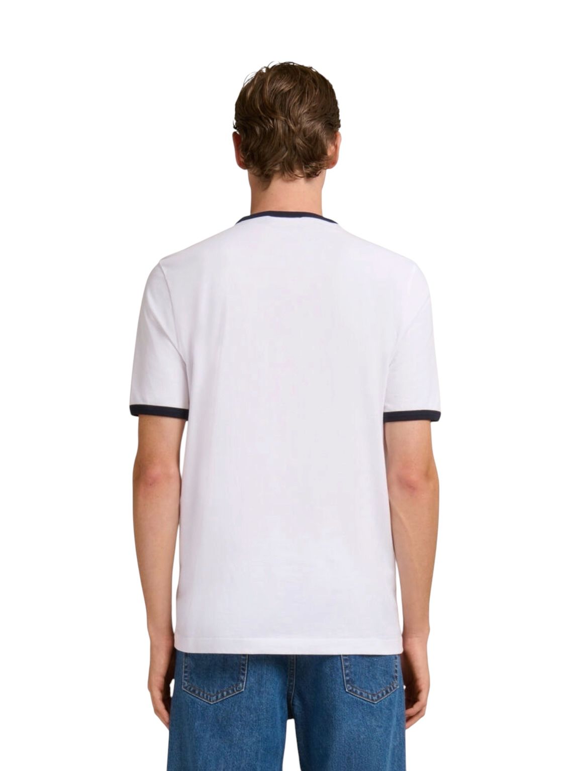 コントラストトリム ホワイト コットンTシャツ/ 2026SS NEW