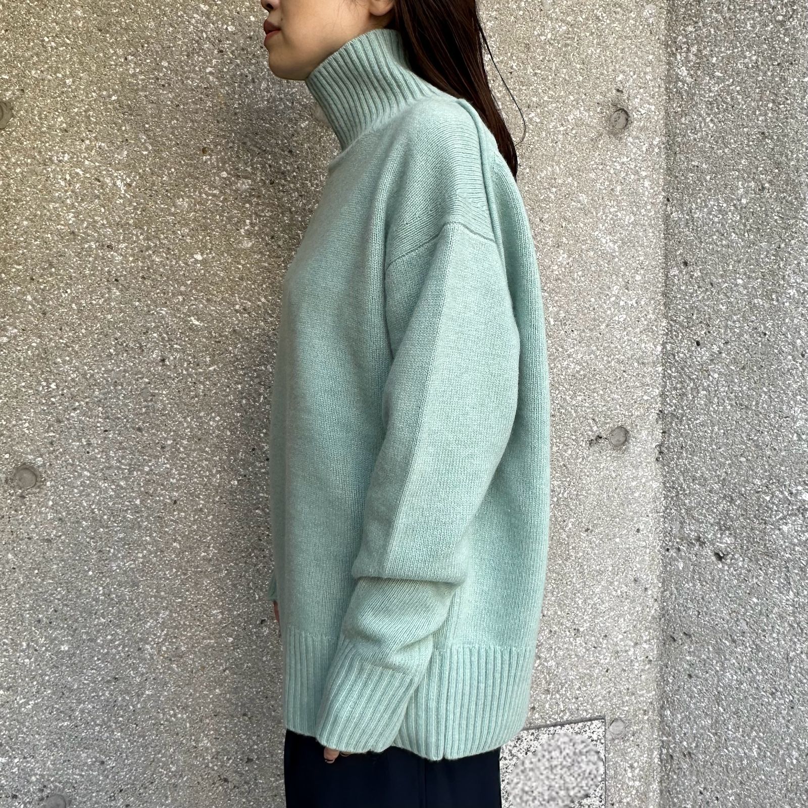 stand neck sweater / ニット / タートルネックセーター / グリーン