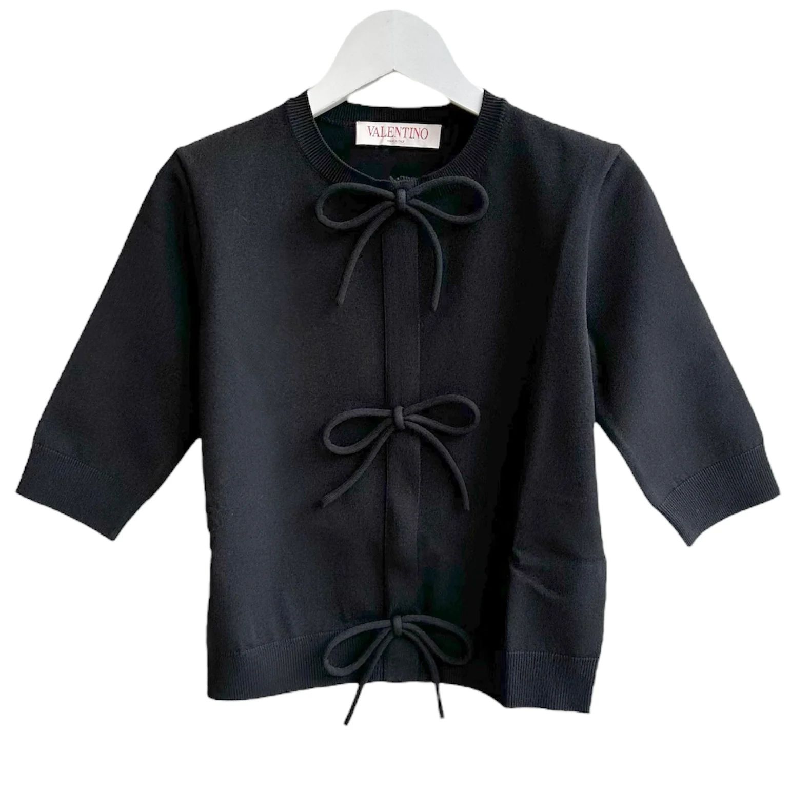 Crepe tulle short sleeves tops / トップス / チュール / ショートスリーブ / リボン / ブラック