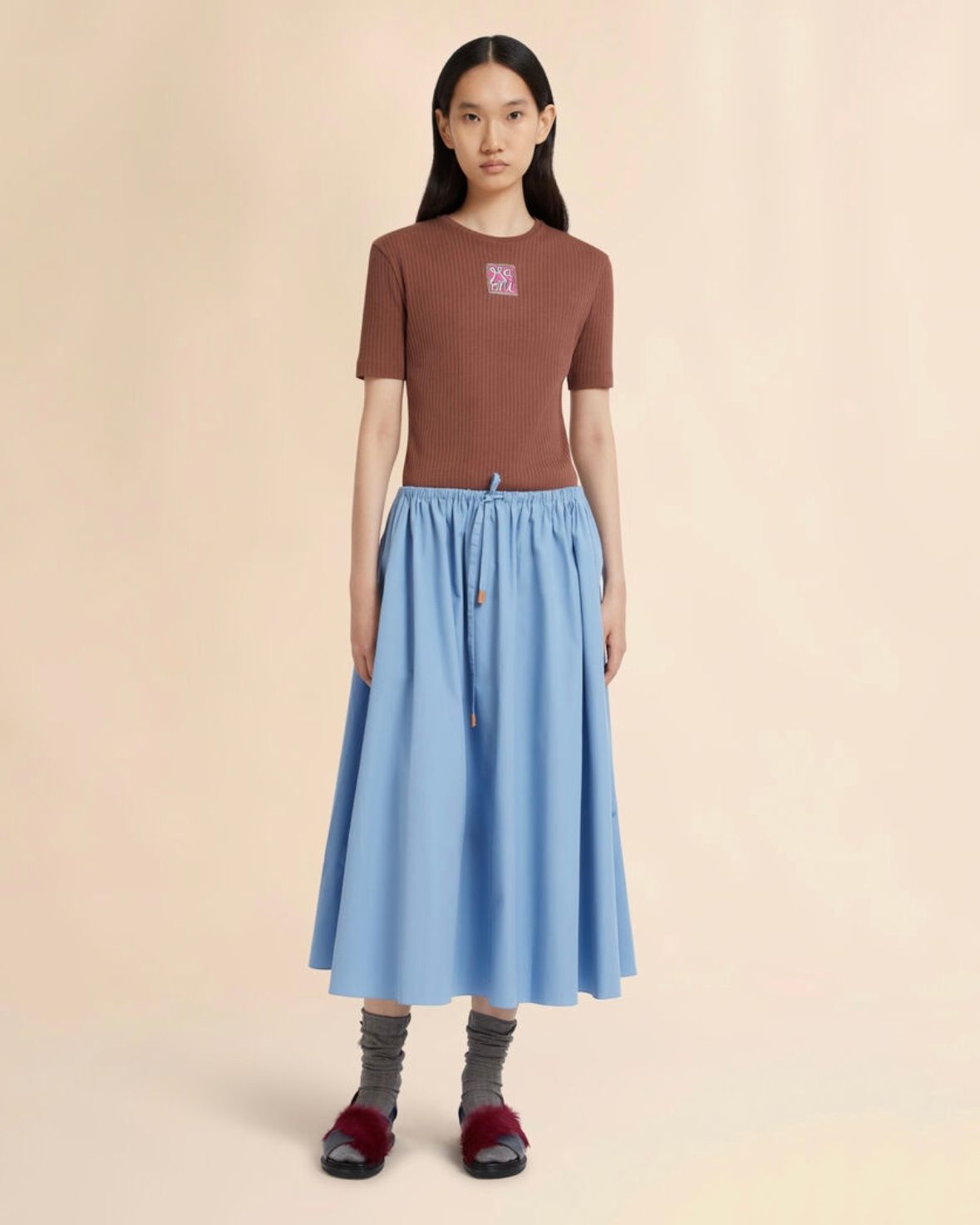 オーガニックポプリン ドローストリングスカート / ウィメンズ / スカート / ブルー / 2026ss NEW