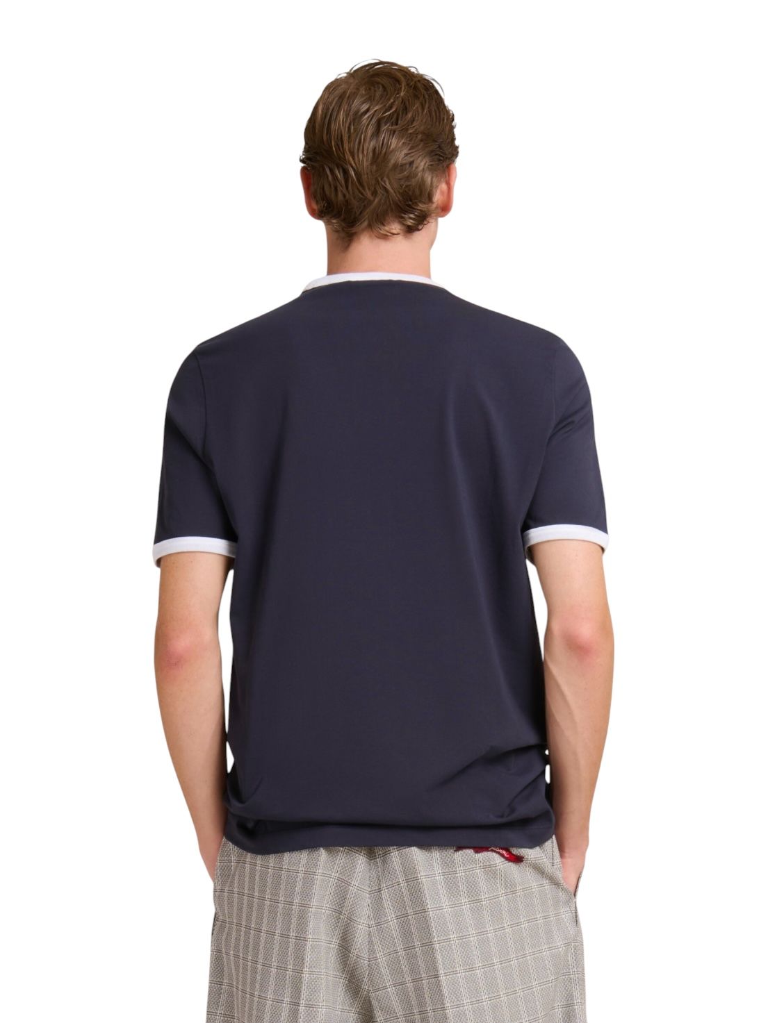 コントラストトリム ディープブルー コットンTシャツ/ 2026SS NEW