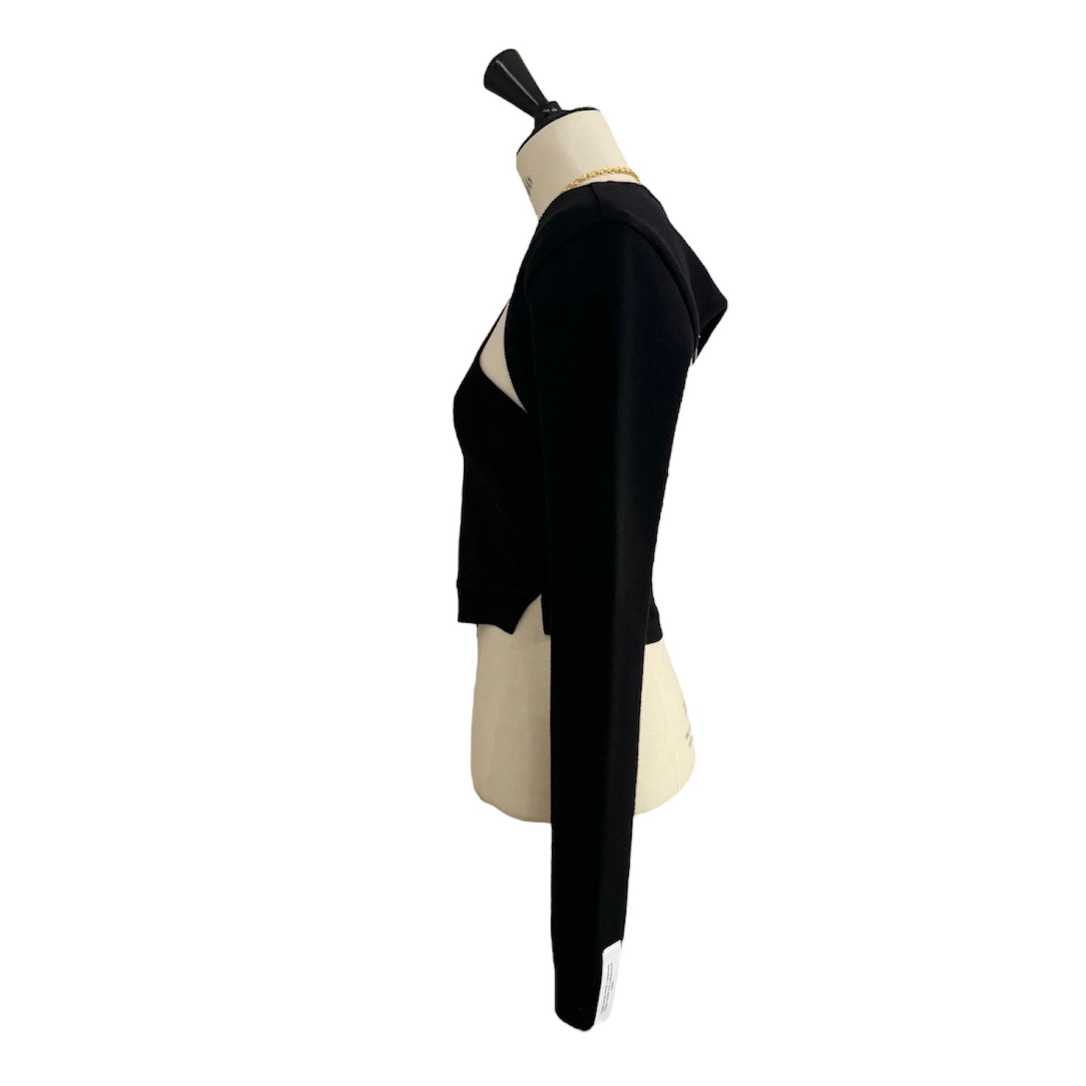CHAIN HALTER NECK KNIT TOP WITH SLEEVE / ホルターネック / アンサンブル / ブラック / ウィメンズ
