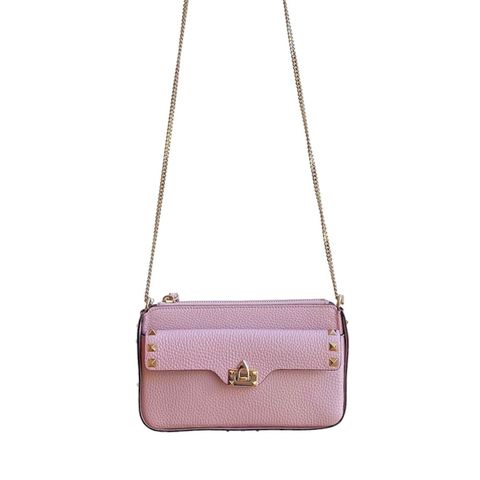 Rock studs grained Calfskin chain pouch / バッグ / ショルダーバッグ / クロスボディバッグ / レザー / カーフレザー / ロックスタッズ / ピンク