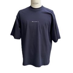 ミニロゴ入り オーガニックコットン製Tシャツ/ネイビー/ユニセックス