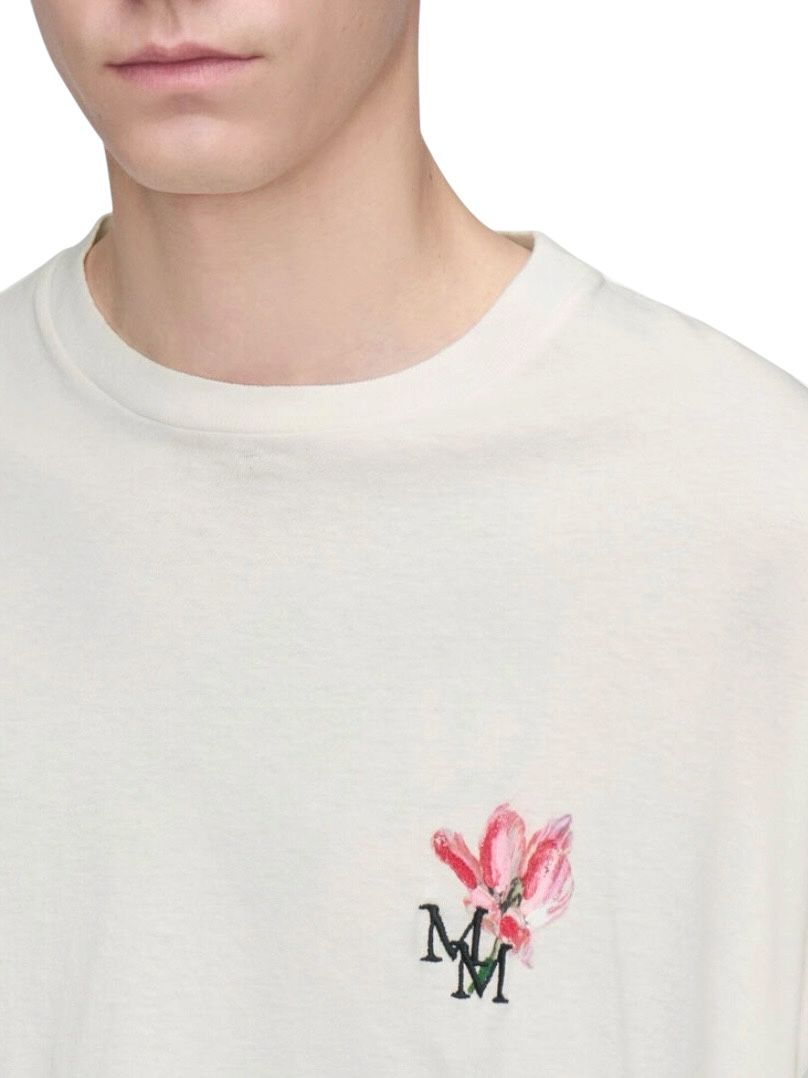 フラワーMM エンブロイダード コットンTシャツ/ ホワイト/ 2026SS NEW