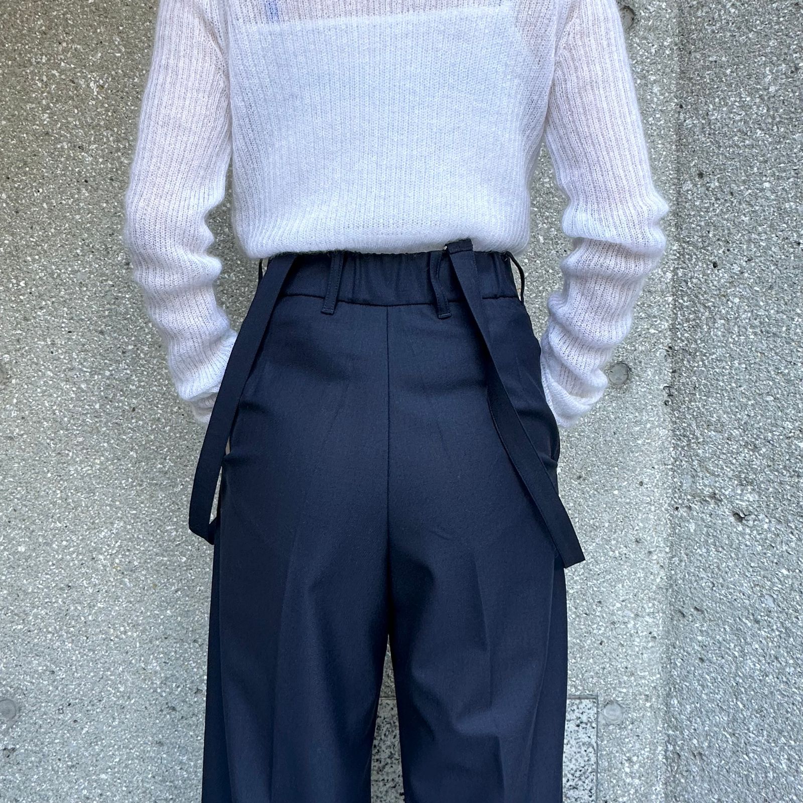 Suspender wide leg pants / サロペット / ネイビー