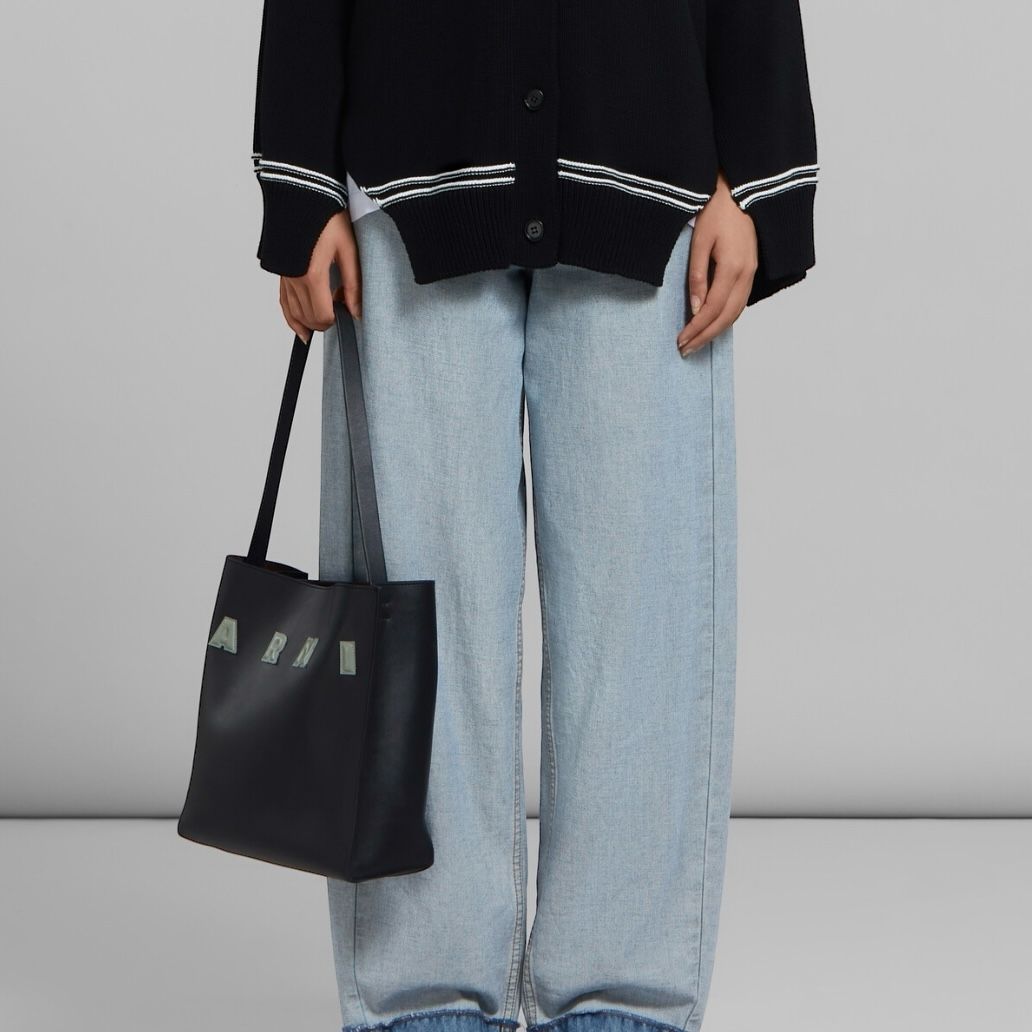 MARNI - パッチ付き レザー製 Museo スモールホーボーバッグ