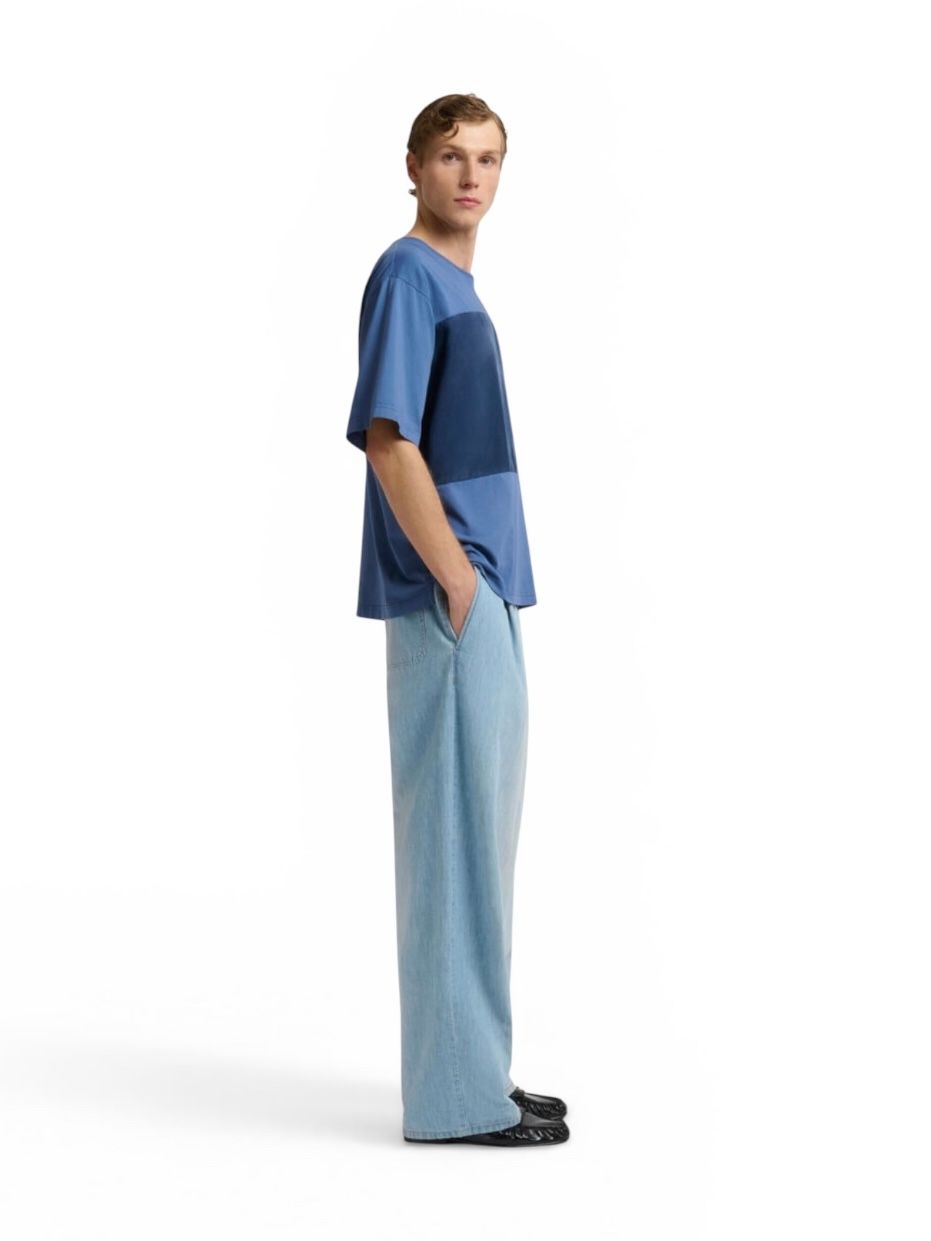 ブルー コットン製Tシャツ カラーブロック/ 2026SS NEW