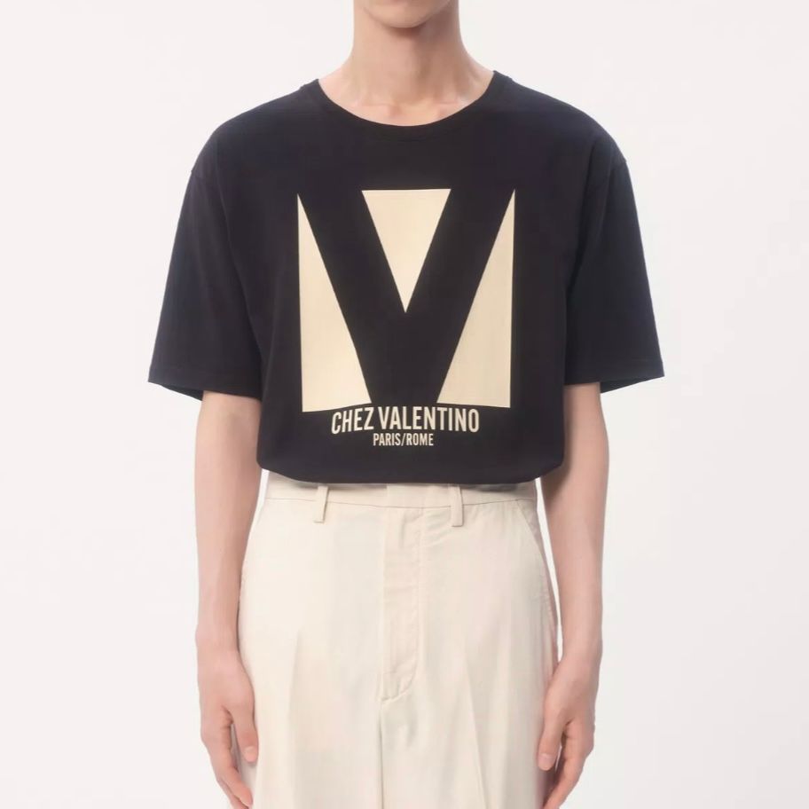 VALENTINO - プリント コットン Tシャツ / ブラック / ユニ