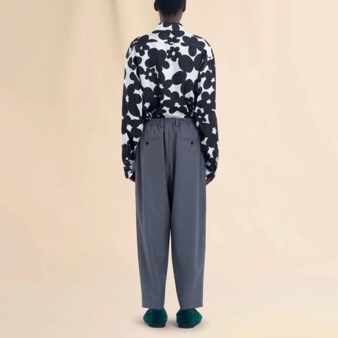 トロピカルウールパンツ / ドローストリングウエスト / グレー / メンズ / 2025aw