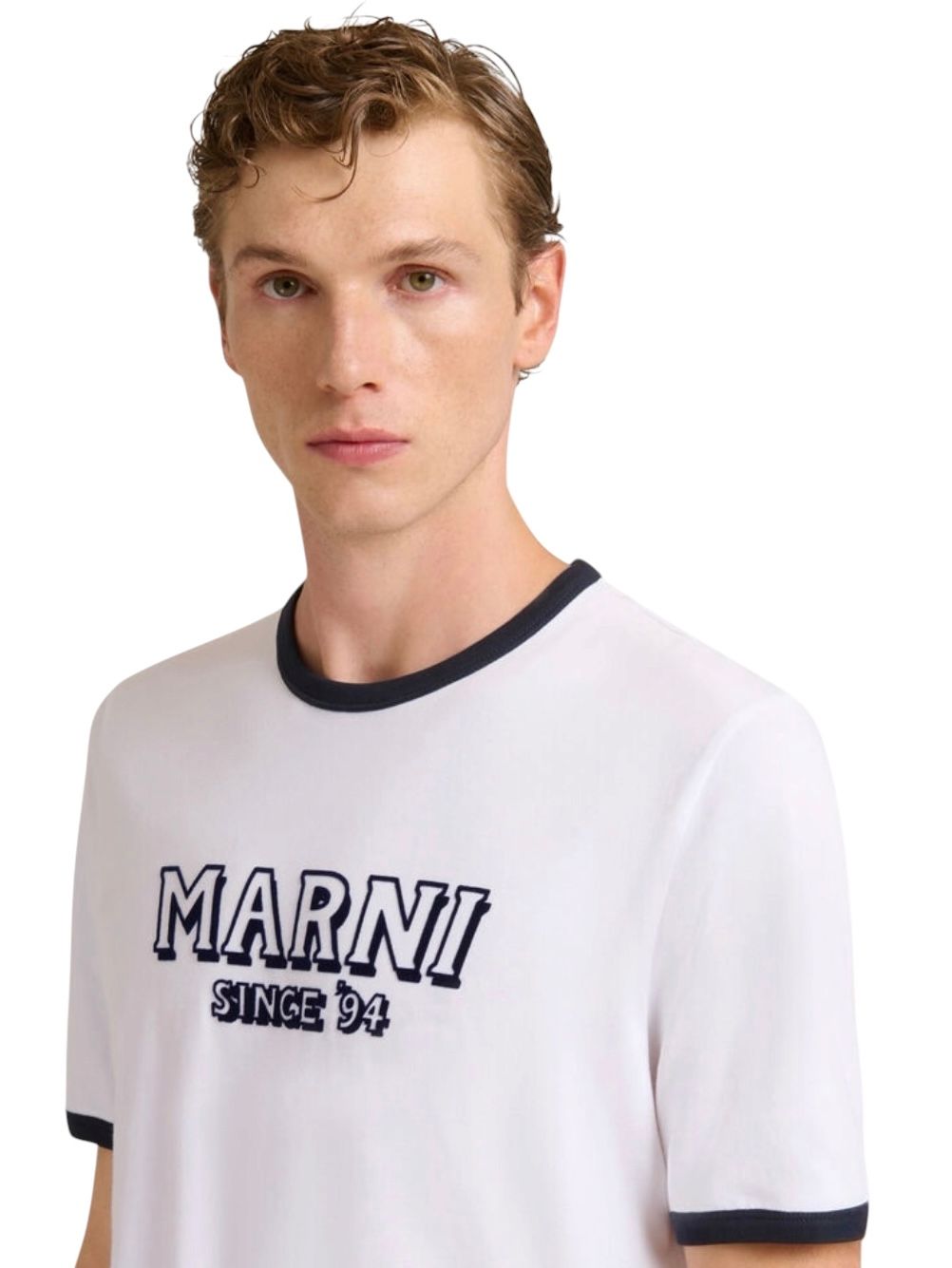 コントラストトリム ホワイト コットンTシャツ/ 2026SS NEW