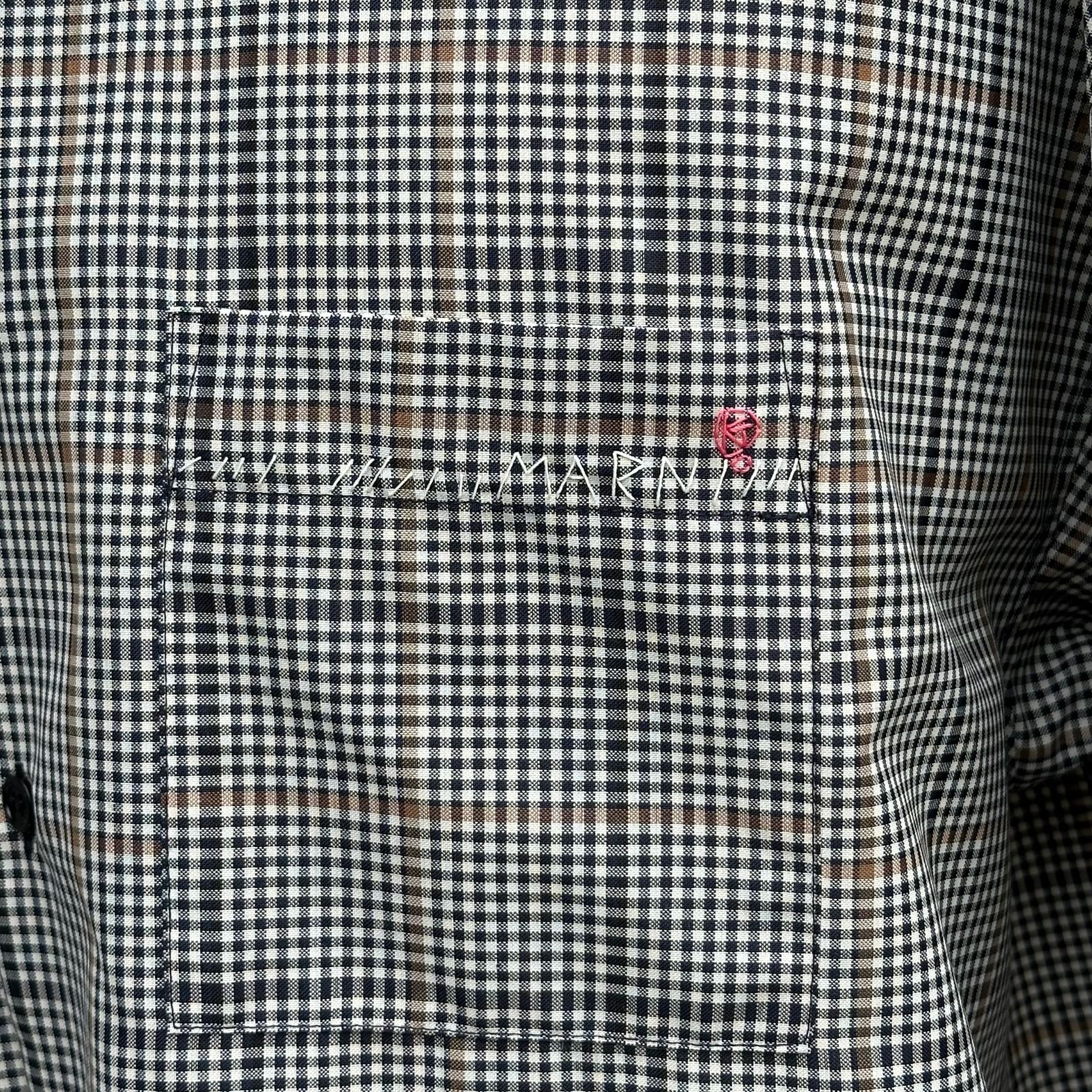 MARNI/ ディープブルー チェック/ テクノウール製シャツ/メンズ