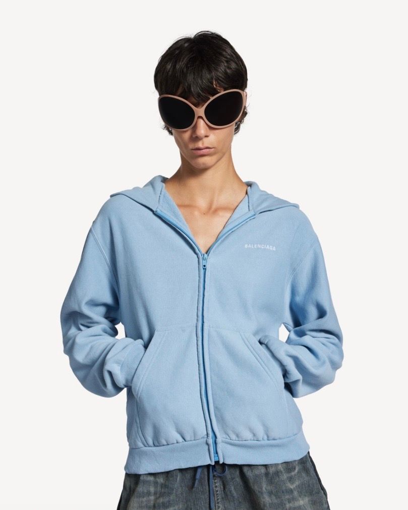 BALENCIAGA BACK ジップアップ フーディー レギュラーフィット / ウィメンズ / ウェア / スウェットシャツ＆フーディー / ブルー/ホワイト / 2026SS NEW